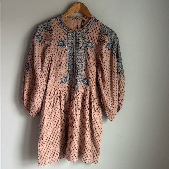 By Anthropologie Embroidered Tunic Mini Dress Medium - Picture 3 of 11